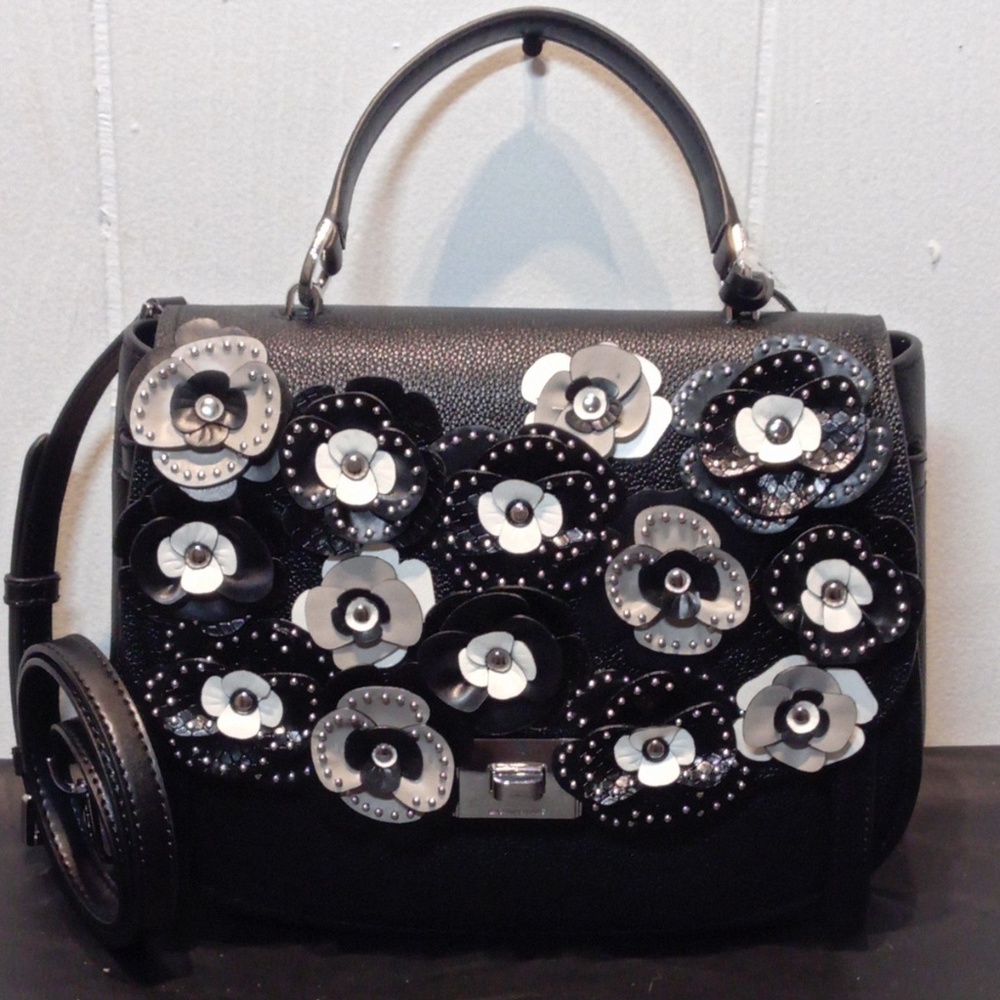 Michael Kors Cassie Lg Leather Flower Satchel - Picture 1 of 8